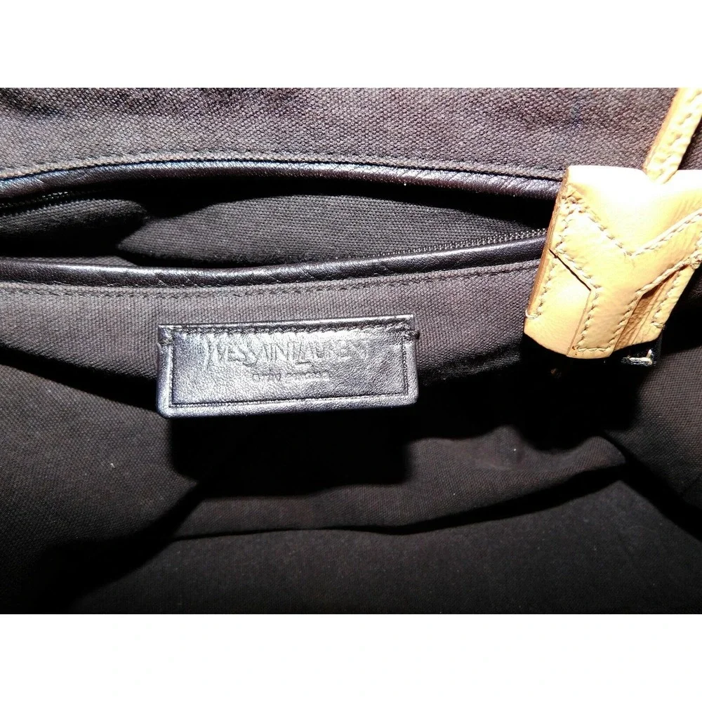 YSL Yves Saint‎ Laurent Majorelle Beige Patent Leather Large Satchel Bag Italy